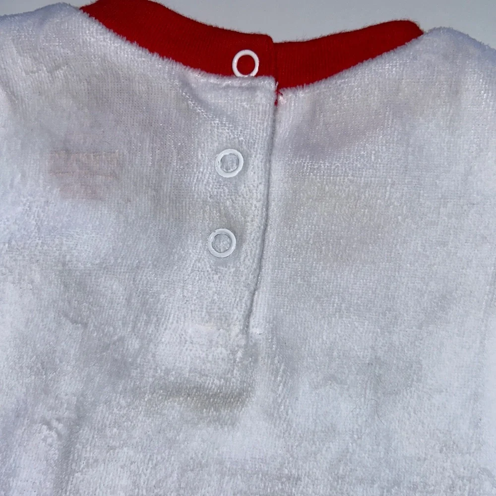 Baby Girl Rudolph 3‎ Month White Velour Christmas Footed Outfit